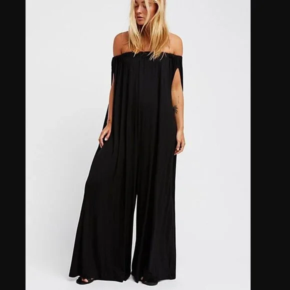 Free People FP Beach Mexicali Jumpsuit Womens Small S Black One Piece Knit II09 - Picture 1 of 8